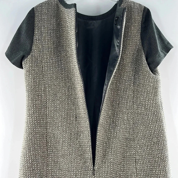 Talbots Tweed Metallic Wool Blend Short Sleeve Shift Dress Lined Size 12 Gray - Picture 9 of 16